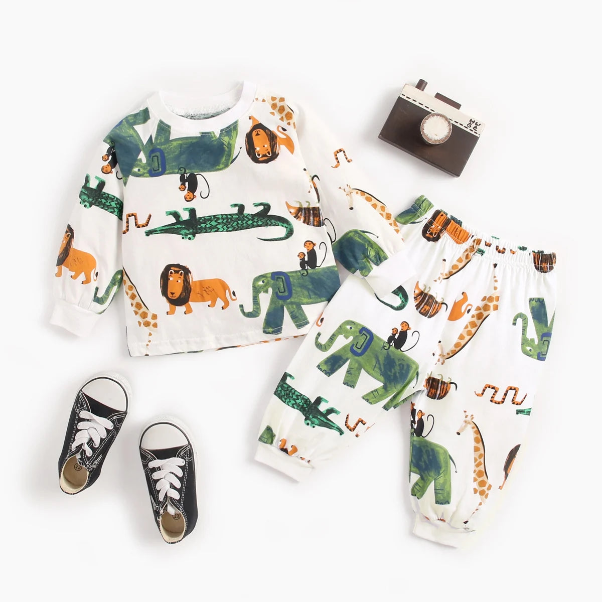 Sanlutoz Baby Pyjamas – 100% Kammad Bomull – Djurmotiv – 2-delad Set för Nyfödda & Småbarn (0–4 år)