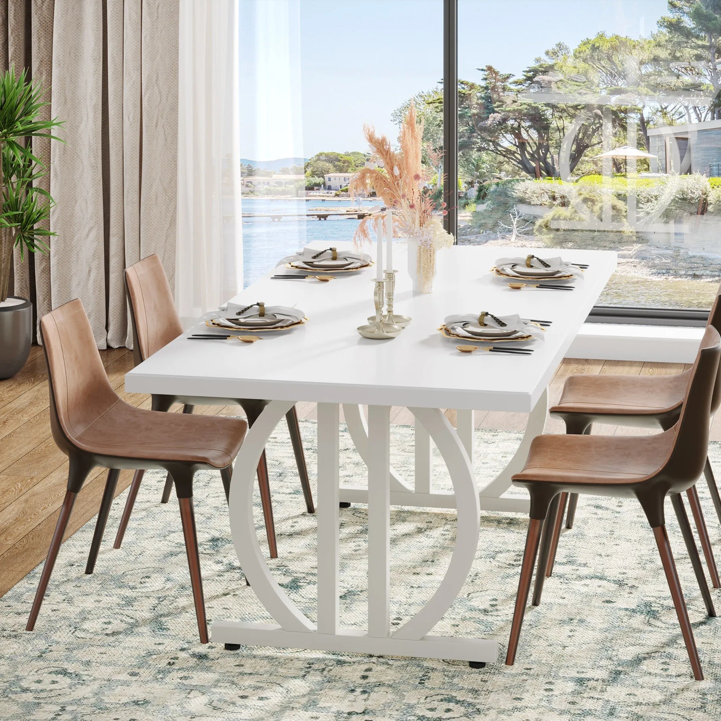 Tribesigns Matbord – Svart Industriell Design för 4–6 Personer (160 cm)