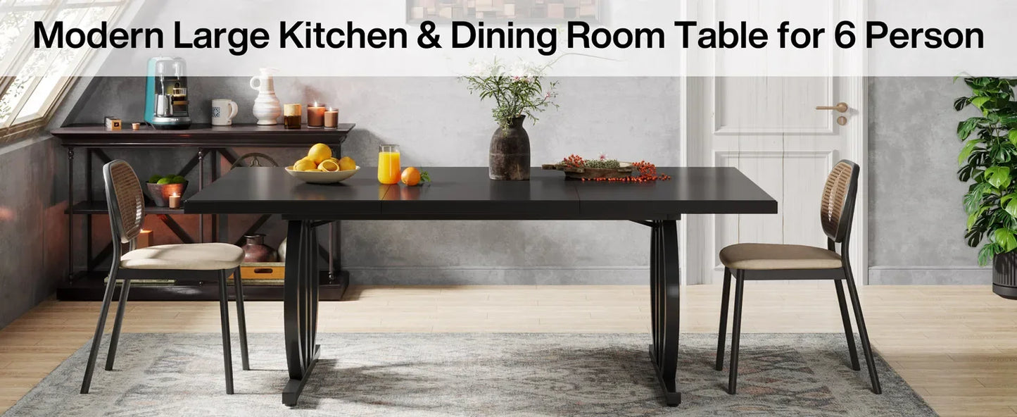 Tribesigns Matbord – Svart Industriell Design för 4–6 Personer (160 cm)