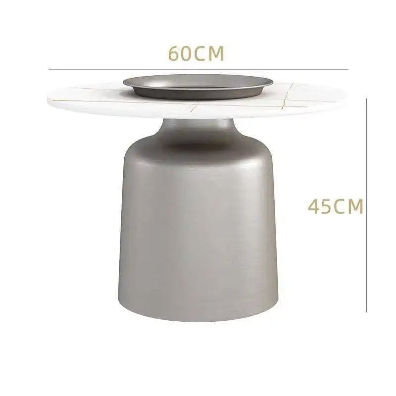 soffbord i marmorsten, fransk rund låg sidobord – nordisk uppsättning för vardagsrumsdekoration