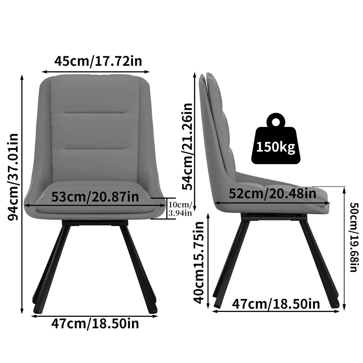 Matstolar – 2-pack med Hög Rygg & Lyxig Komfort
