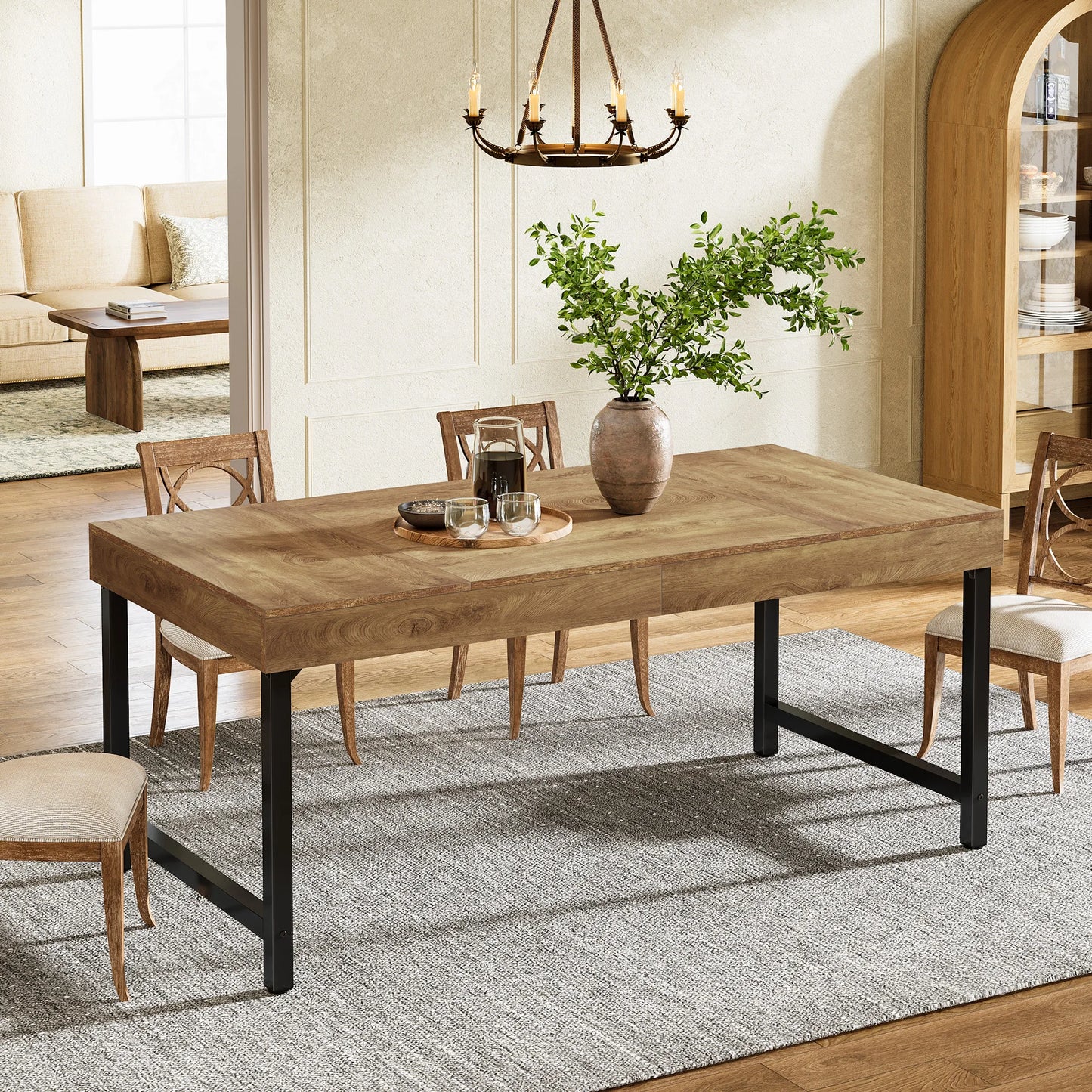 Tribesigns Matbord i lantlig stil – för 4–6 personer, 140 × 70 cm