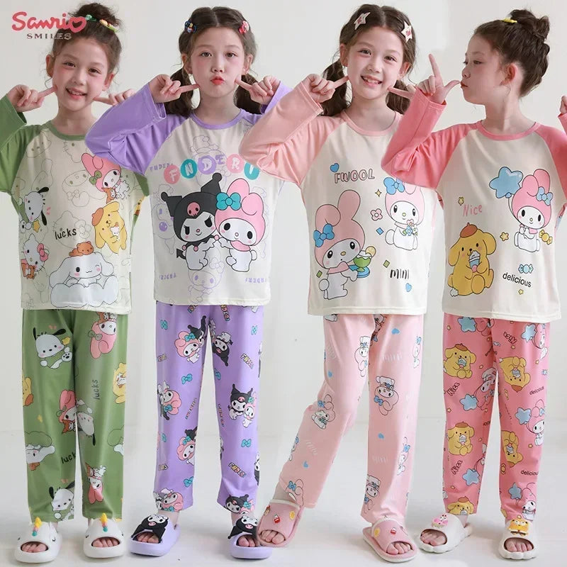 🧸 Sanrio Pyjamas för Barn – Kuromi, My Melody, Cinnamoroll – Långärmad – 100% Bomull – Kawaii Design
