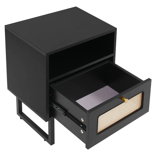 Kompakt Sängbord med Låda – 3 Nivåer & Rullhjul (39 × 29 × 56 cm)