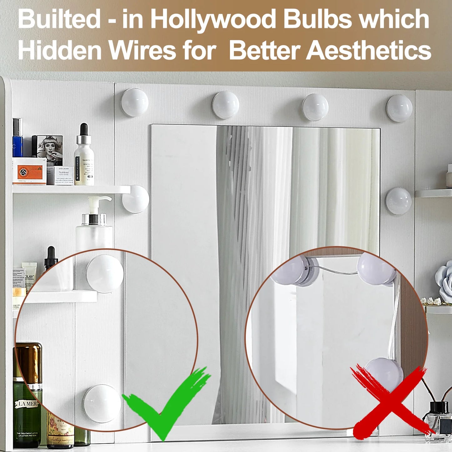 Sminkbord med LED-spegel och 7 lådor – Yamissi/Onesaimei