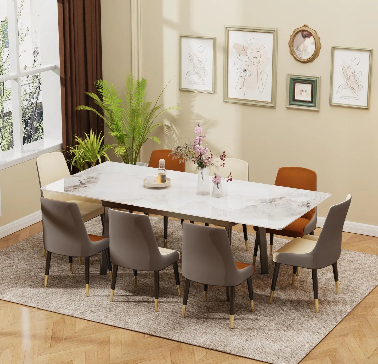 Utdragbart Matbord i Sintrad Sten – 180 cm för 8–10 Personer