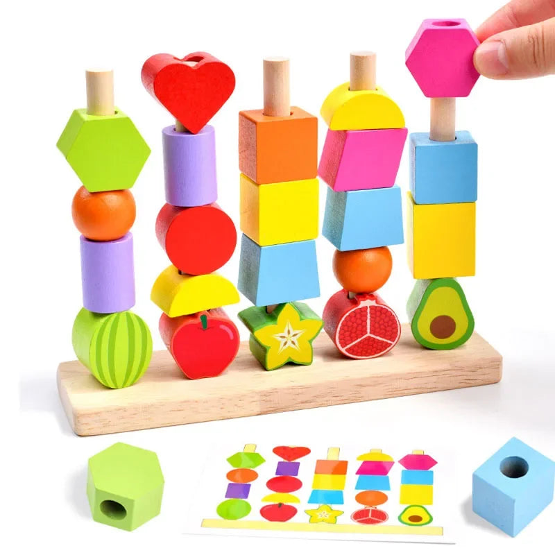 Montessori stapel- och sorteringsleksak i trä
