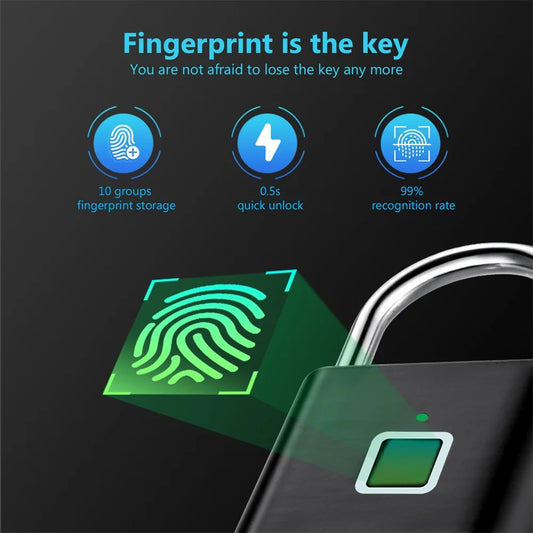 Smart Fingeravtryckslås – USB-laddning, Vattentät & Portabel – Säkerhet utan nyckel