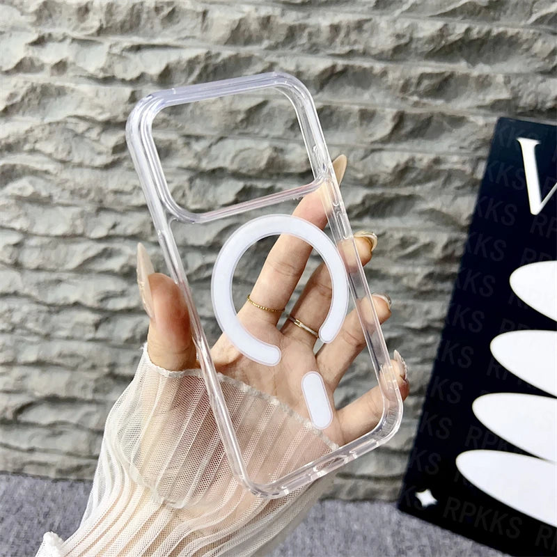 Magnetiskt Magsafe Skal – Transparent & Trådlös Laddning – För iPhone 11–17 Pro Max / Air / Mini