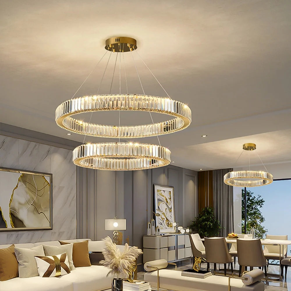 IRALAN Kristallkrona – Dimbar LED Taklampa med Ringdesign (Ø36/Ø55 cm)