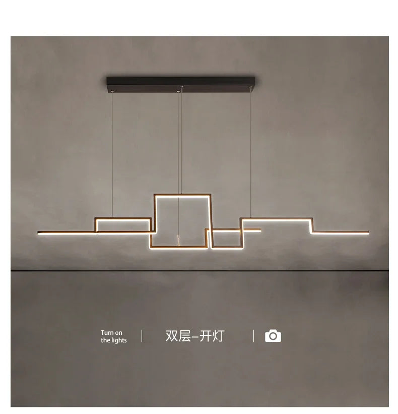 Nordisk geometrisk LED-kronljus – minimalistisk svart taklampa för vardagsrum, kök eller restaurang