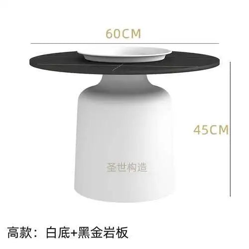 soffbord i marmorsten, fransk rund låg sidobord – nordisk uppsättning för vardagsrumsdekoration