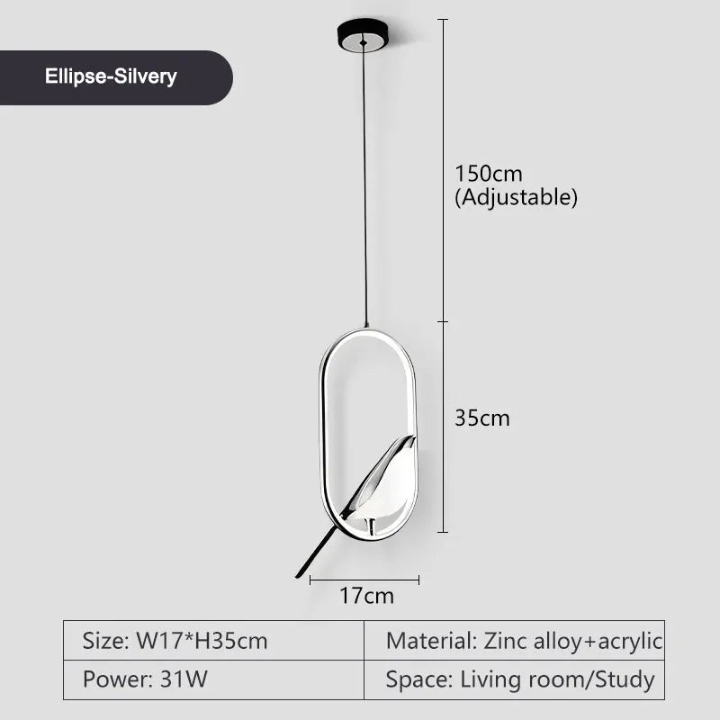 Roterbar LED-pendellampa med skata – modern taklampa i metall