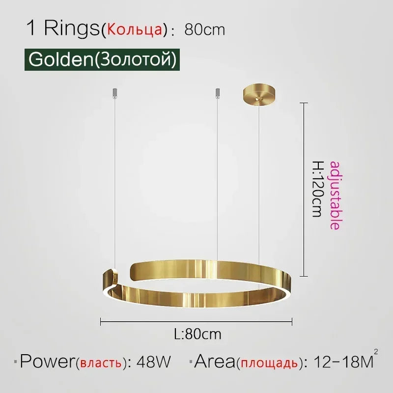 Minimalistisk LED Taklampa med Cirkulära Ringar – D40/D60