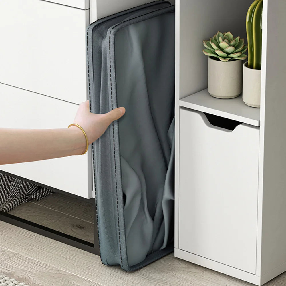 🧺 Hopfällbar Tvättkorg – 53×39×18.5 cm – Grå/Beige – För Kläder, Yoga & Hemförvaring