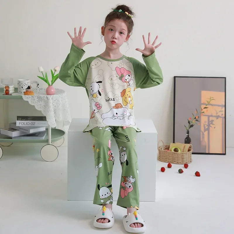🧸 Sanrio Pyjamas för Barn – Kuromi, My Melody, Cinnamoroll – Långärmad – 100% Bomull – Kawaii Design