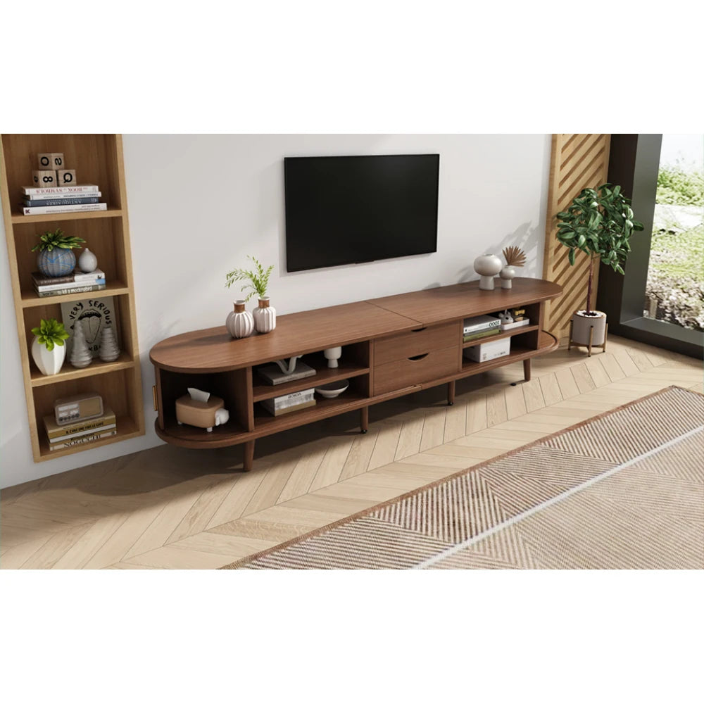 Modern TV-bänk i Valnöt – 175 cm med Skjutdörrar & Förvaring