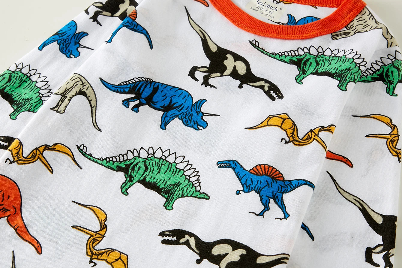Bomullspyjamas för Pojkar – Dinosaurieprint, Mjuk & Andningsbar (1–8 år)