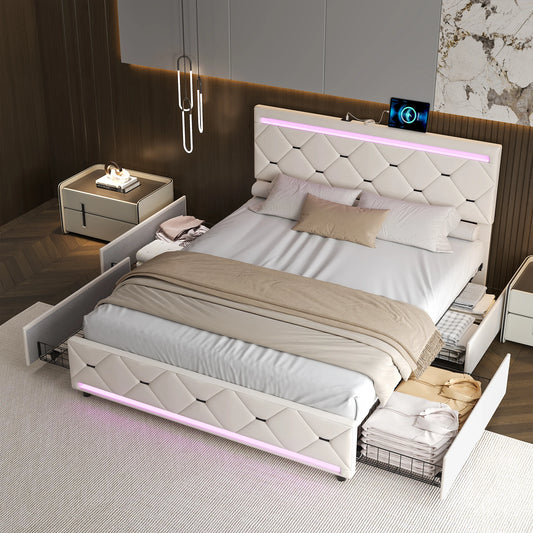 Anajqaqia Dubbelsöng 140×190 cm – Med LED, Förvaring & USB