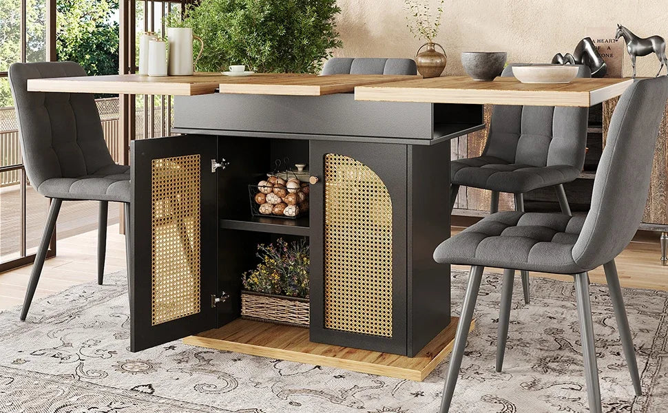 Utdragbart Matbord med Förvaring – Modern Design för Kök & Vardagsrum (110–140 × 80 cm)