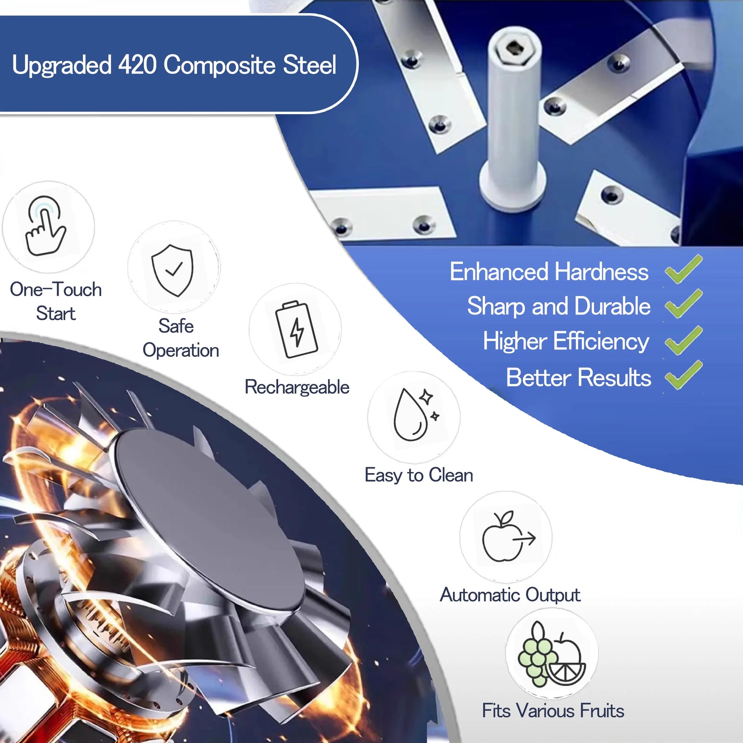 Uppladdningsbar Elektrisk Fruktskalare – Automatisk Vindruvsskalare för Druvor, Körsbärstomater & Vitlök