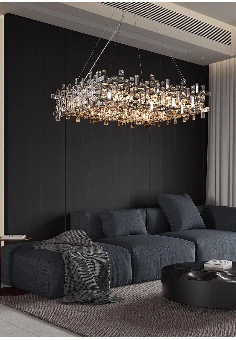 Italian Luxury Crystal Chandelier – Elegant LED Pendant Light for Living Room, Dining Room, Bedroom & Kitchen
