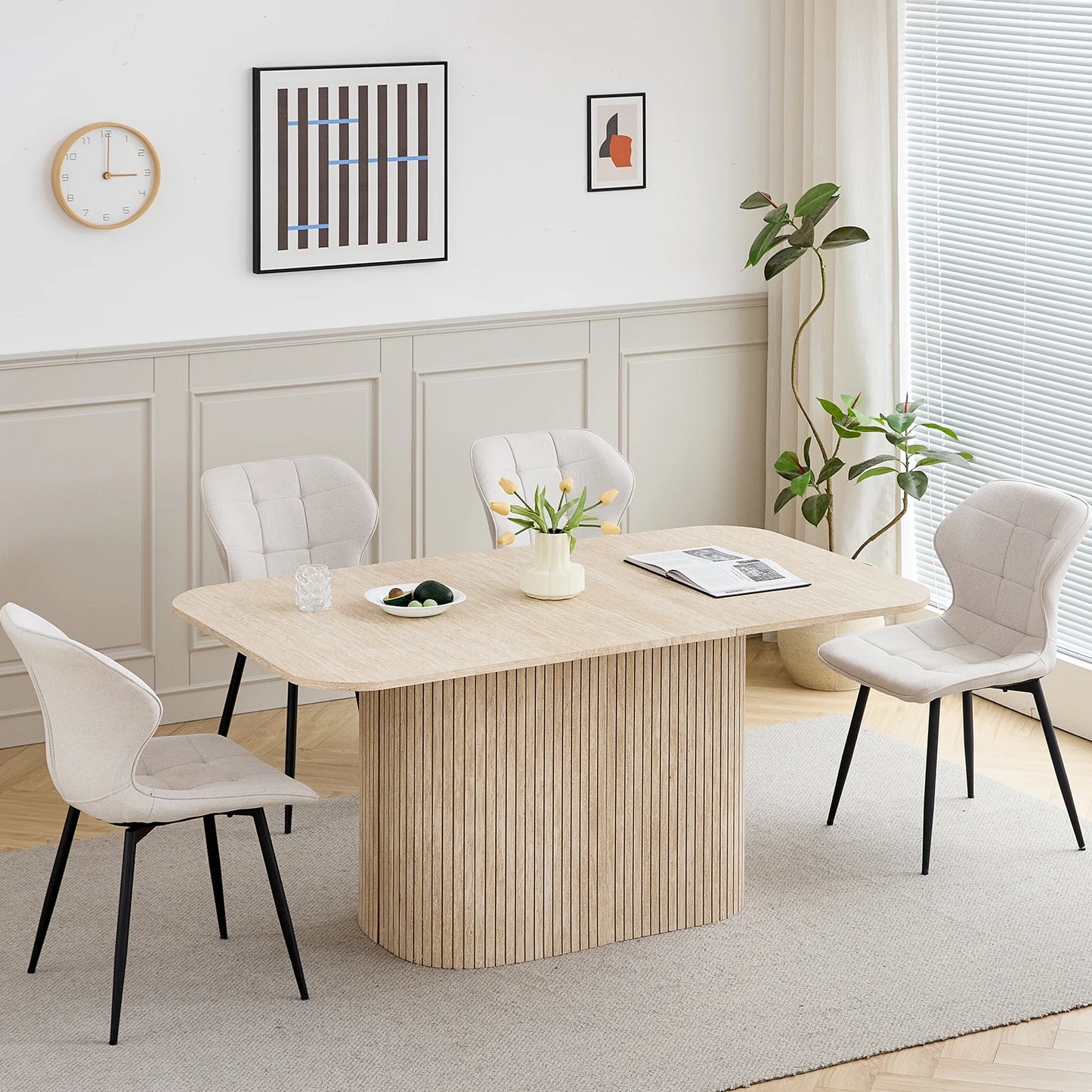 Nordic matbord i massivt trä, rektangulärt, 160 × 90 cm, för 4–6 personer