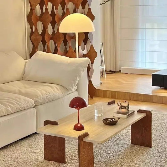 ☕ Nordiskt Soffbord – Rektangulärt Bord i Massivt Trä & Stenfinish