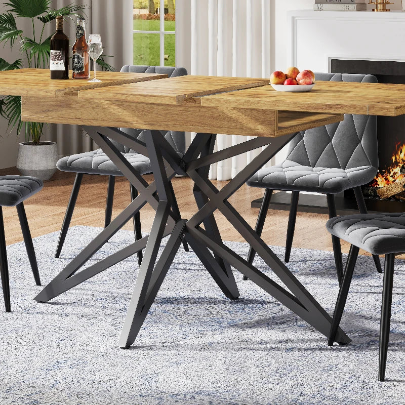 🍽️ Utdragbart Matbord 120–160 cm – Modern Design med Stjärnformade Ben