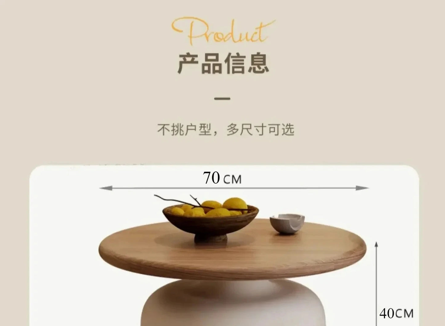 Nordisk Rund Soffbordssats – Modern Design i Trä & Vit Metall