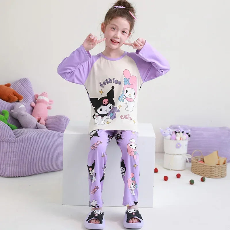 🧸 Sanrio Pyjamas för Barn – Kuromi, My Melody, Cinnamoroll – Långärmad – 100% Bomull – Kawaii Design