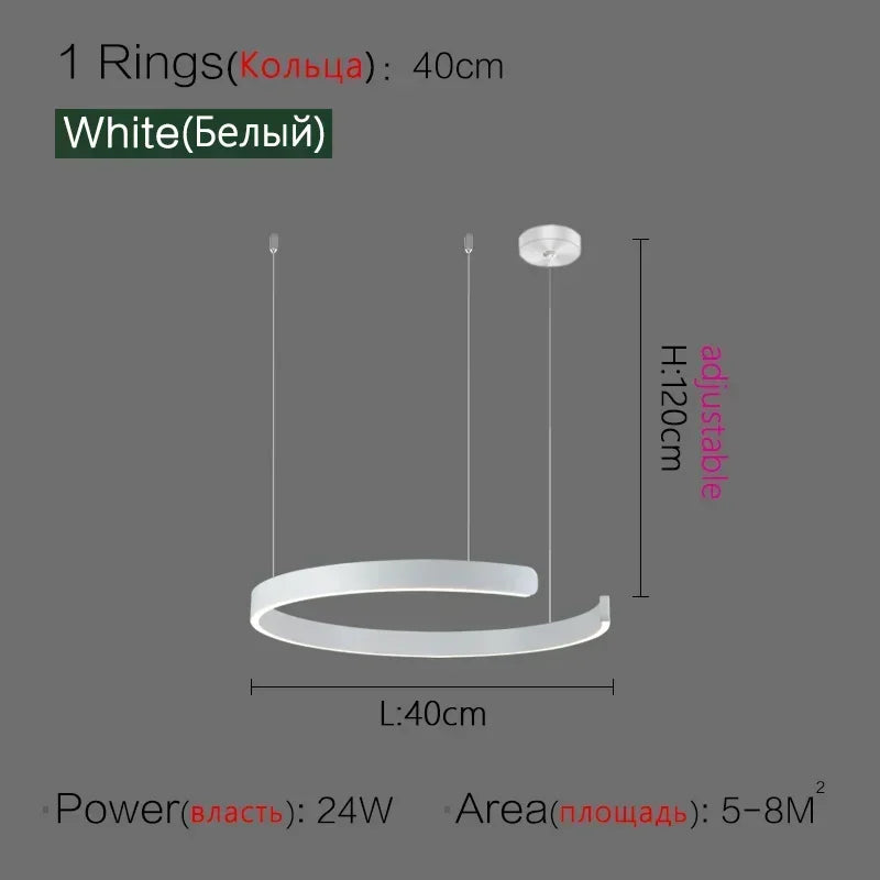 Minimalistisk LED Taklampa med Cirkulära Ringar – D40/D60
