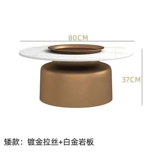 soffbord i marmorsten, fransk rund låg sidobord – nordisk uppsättning för vardagsrumsdekoration