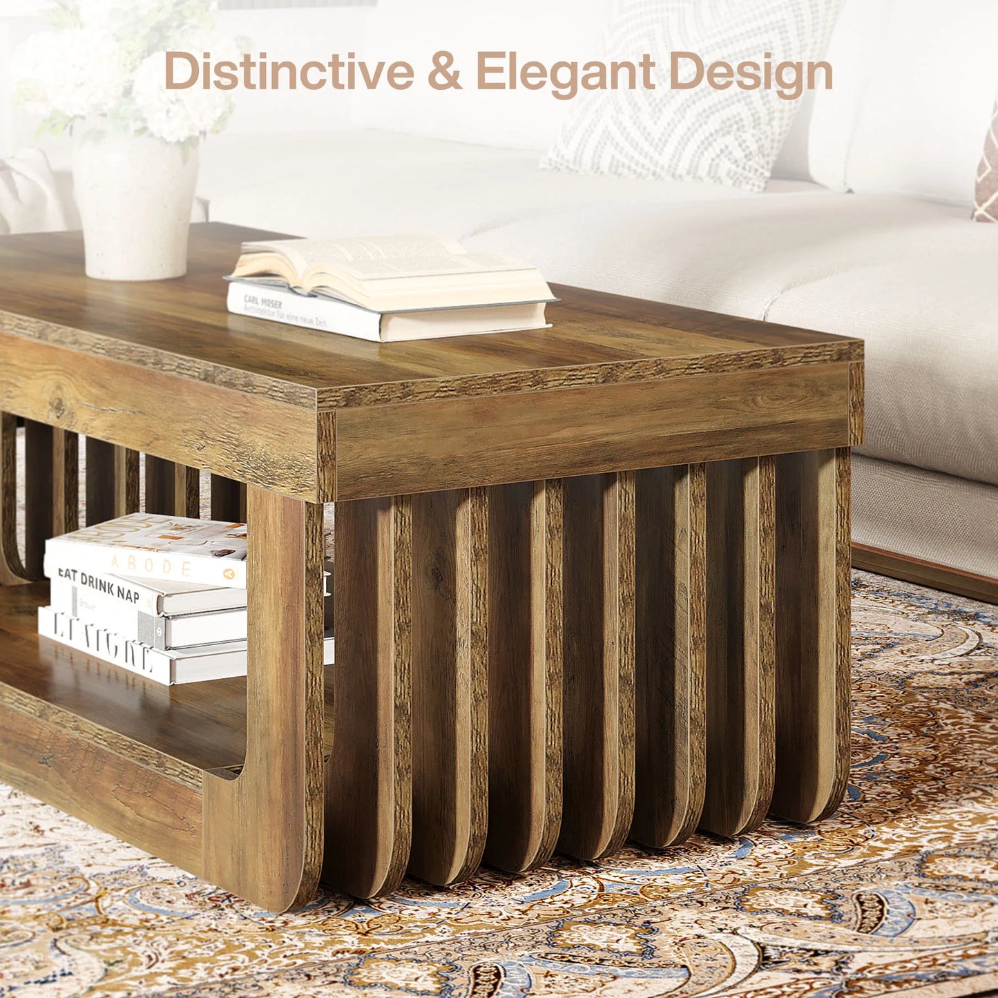 Tribesigns Rektangulärt Soffbord med Förvaring – 2 Våningar, 120 cm Bredd