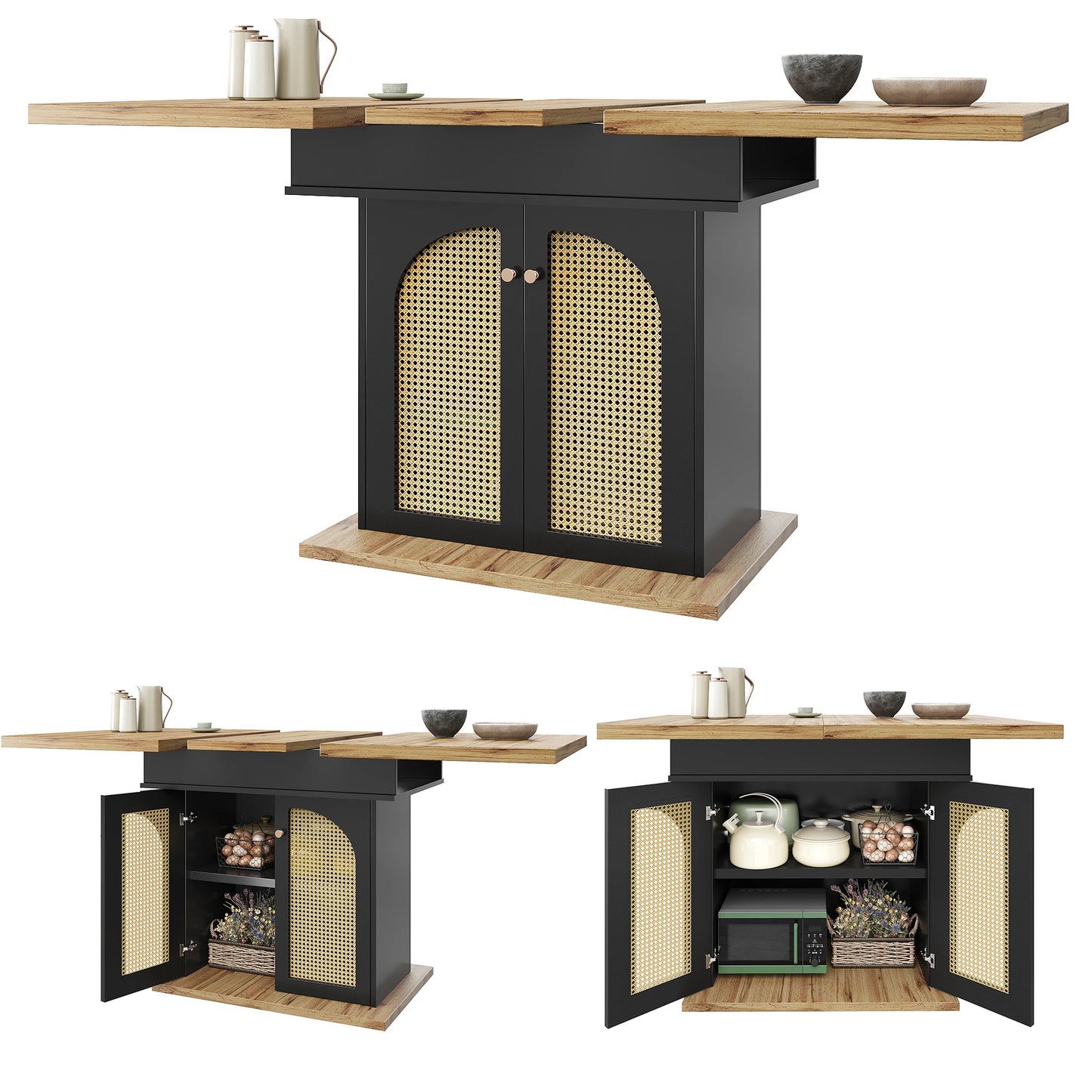 Utdragbart Matbord med Förvaring – Modern Design för Kök & Vardagsrum (110–140 × 80 cm)