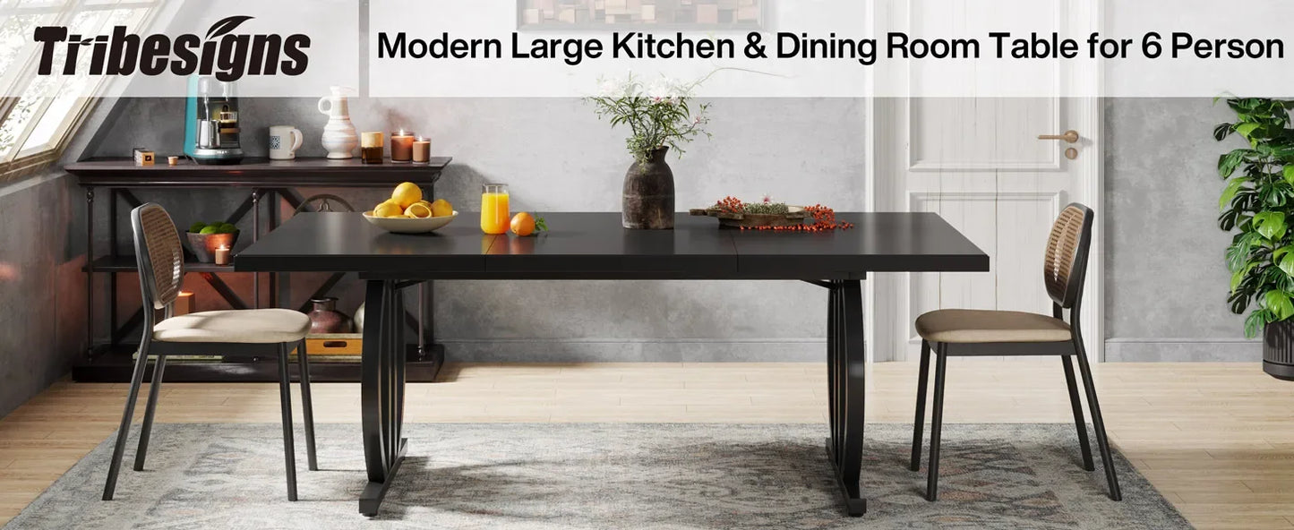 Tribesigns Matbord – Svart Industriell Design för 4–6 Personer (160 cm)
