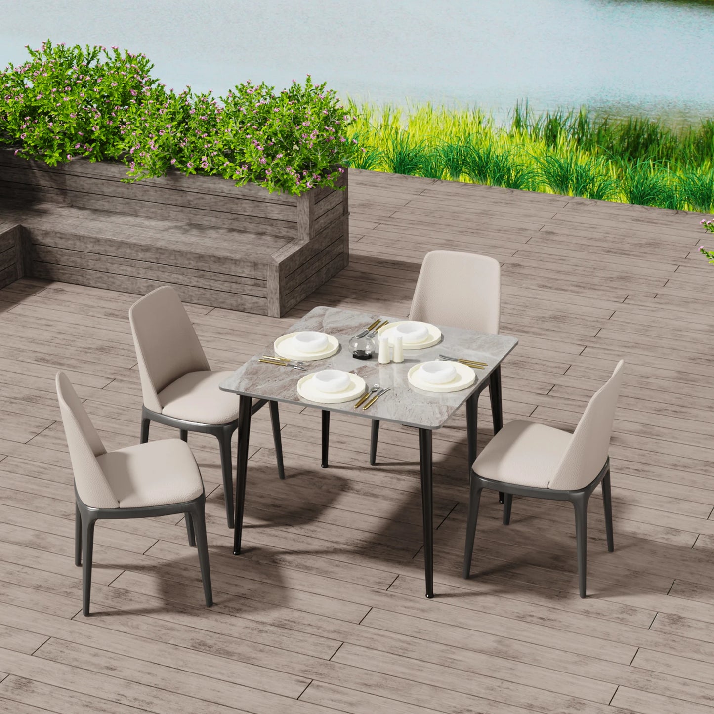 Wisfor Matbord i Sintrad Sten – Modern Rektangulär Design för 2–4 Personer