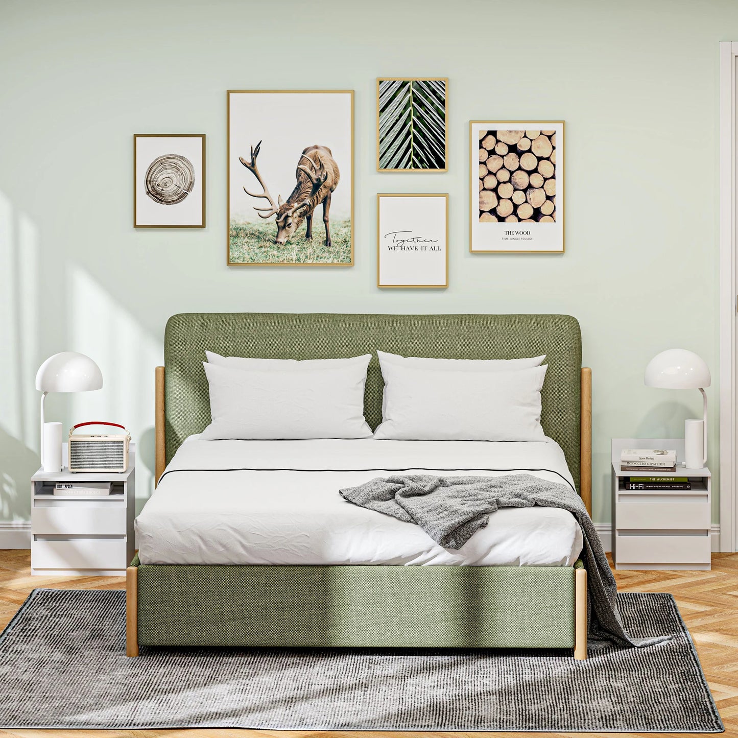 Set med 2 sängbord med 2 lådor – Sidobord med hylla för sovrum och vardagsrum, 40 × 32 × 50 cm