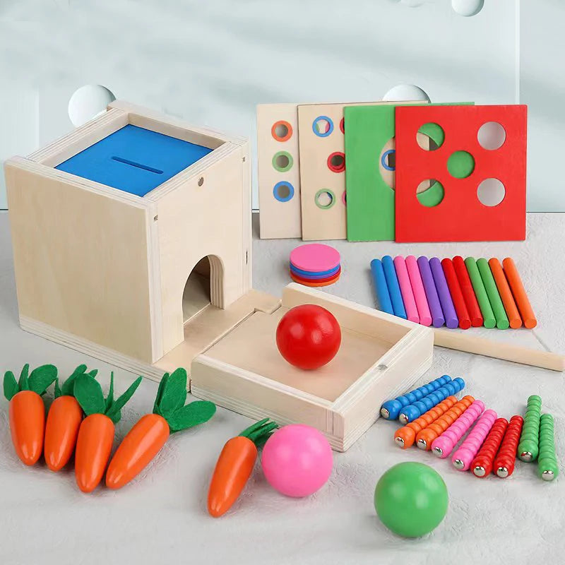 6-i-1 Montessori aktivitetslåda i trä