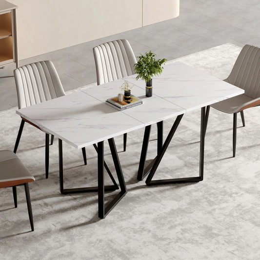 Utdragbart Matbord med Marmormönster – Modern Design för Matsal & Kök