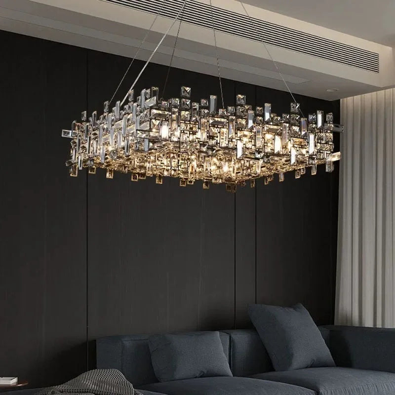 Italian Luxury Crystal Chandelier – Elegant LED Pendant Light for Living Room, Dining Room, Bedroom & Kitchen