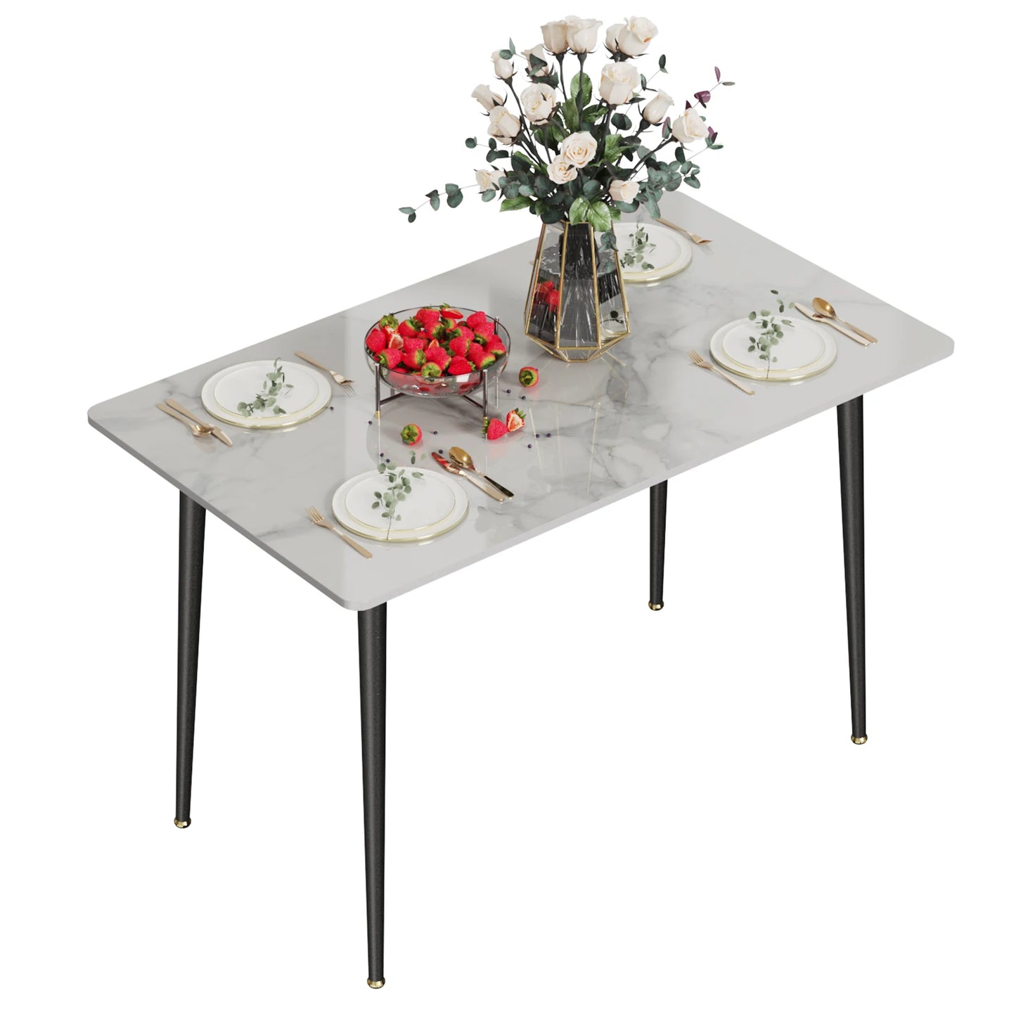 Marmorbord med Metallram – 120 × 70 cm för 4–6 personer
