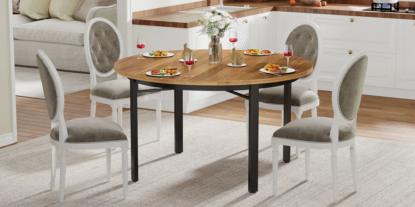 🪵 Tribesigns Runt Matbord – Rustik Brun & Svart (118 cm)