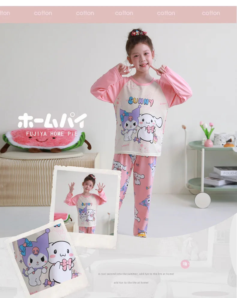🧸 Sanrio Pyjamas för Barn – Kuromi, My Melody, Cinnamoroll – Långärmad – 100% Bomull – Kawaii Design