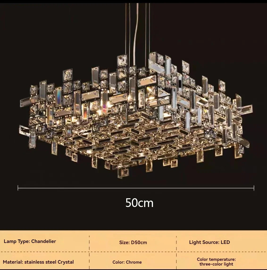 Italian Luxury Crystal Chandelier – Elegant LED Pendant Light for Living Room, Dining Room, Bedroom & Kitchen