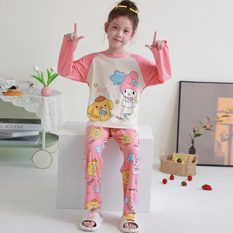 🧸 Sanrio Pyjamas för Barn – Kuromi, My Melody, Cinnamoroll – Långärmad – 100% Bomull – Kawaii Design