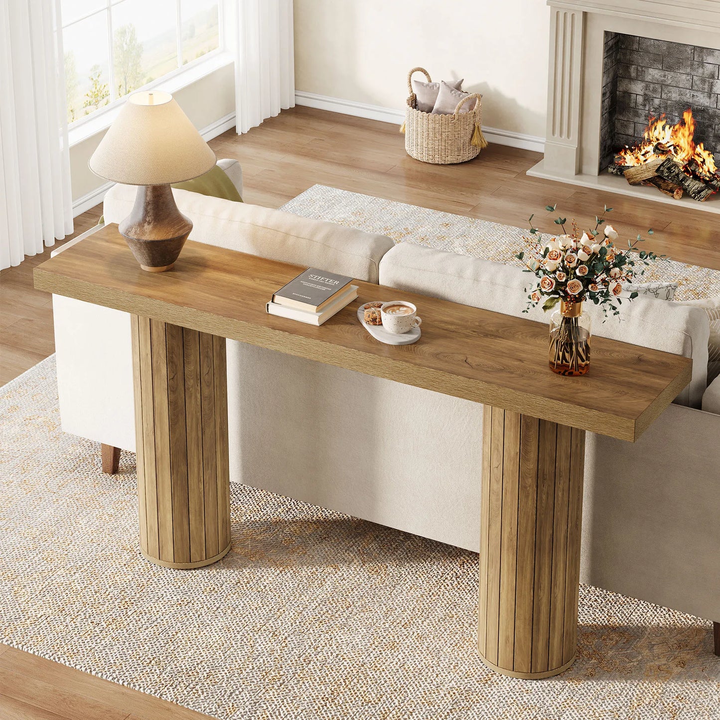 Tribesigns 160 cm lantligt konsolbord – extra långt träbord för hall, vardagsrum eller bakom soffan