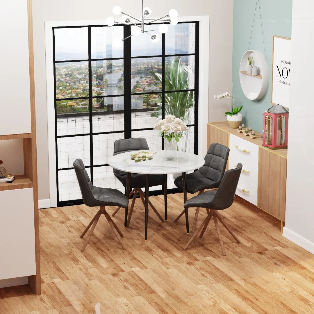 LUVODI Rund Matbord 80 cm – Lyxig Sintrad Sten för 2–4 Personer