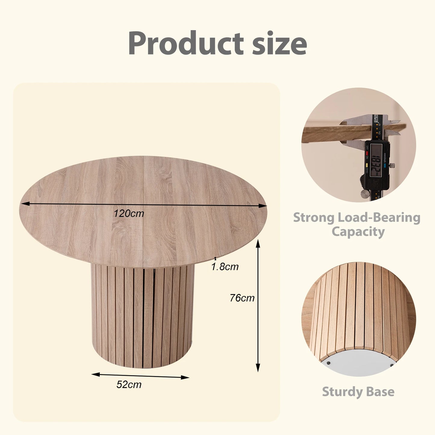 EGOONM Runt Matbord – Nordisk Design för 4–6 Personer (Ø 120 cm)