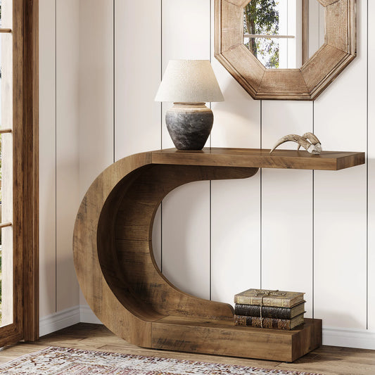 Tribesigns Konsolbord 110 cm – C-formad Design i Amerikansk Country-stil